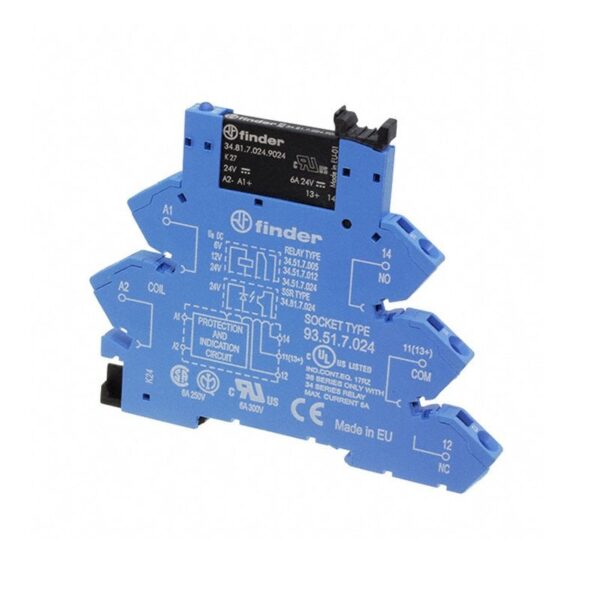 Finder (F.38.61.0.125.0060) RÖLE ARA BİRİM MOD. 1 CO -6 A KONTAKLI 125  V AC/D