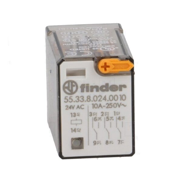 Finder (F.55.33.8.024.0010) MİNYATÜR GENEL AMAÇLI RÖLEAgNi 3CO 10 A 24VAC