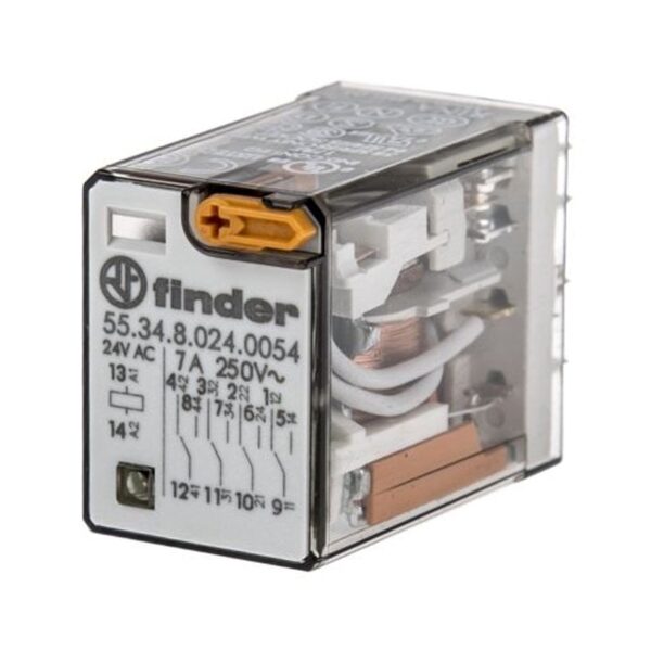 Finder (F.55.34.8.024.0054) GENEL KULLANIMLI 4 CO-10 A KONTAKLI 24 V AC